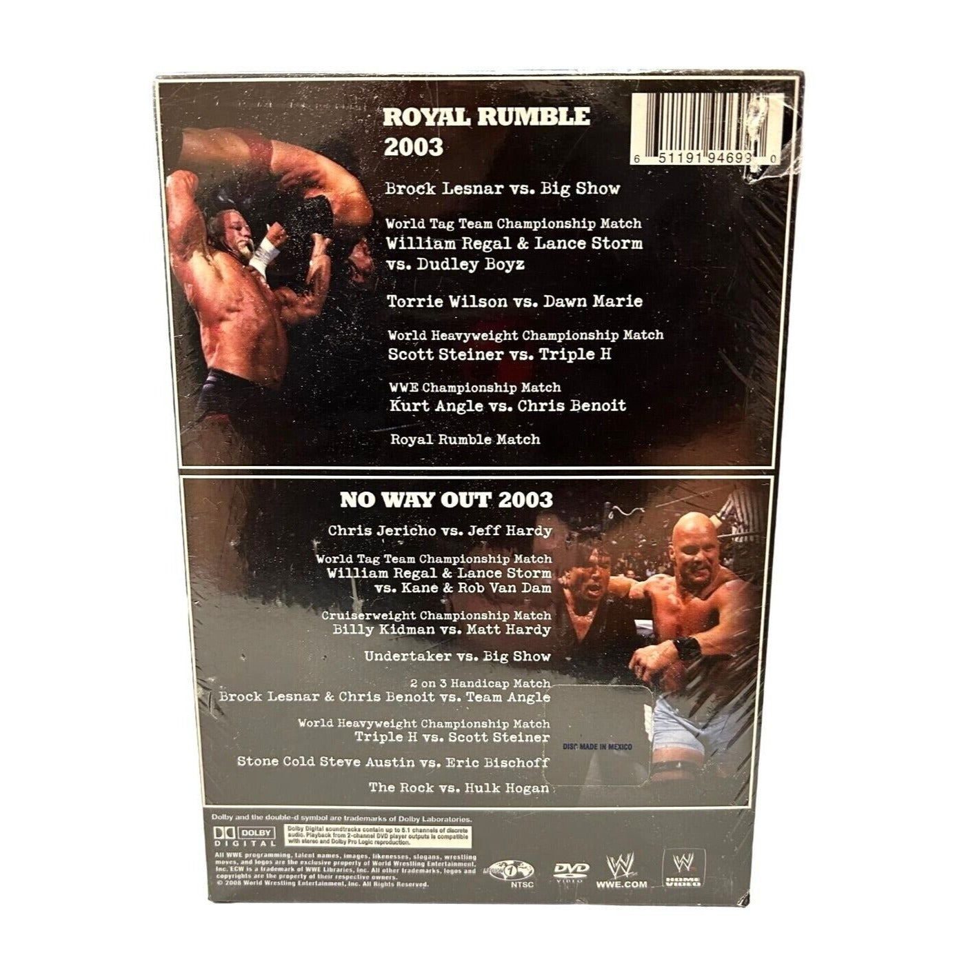 WWE: Tagged Classics 2003 - Royal Rumble/No Way Out (DVD, 2008) Rock/Hogan