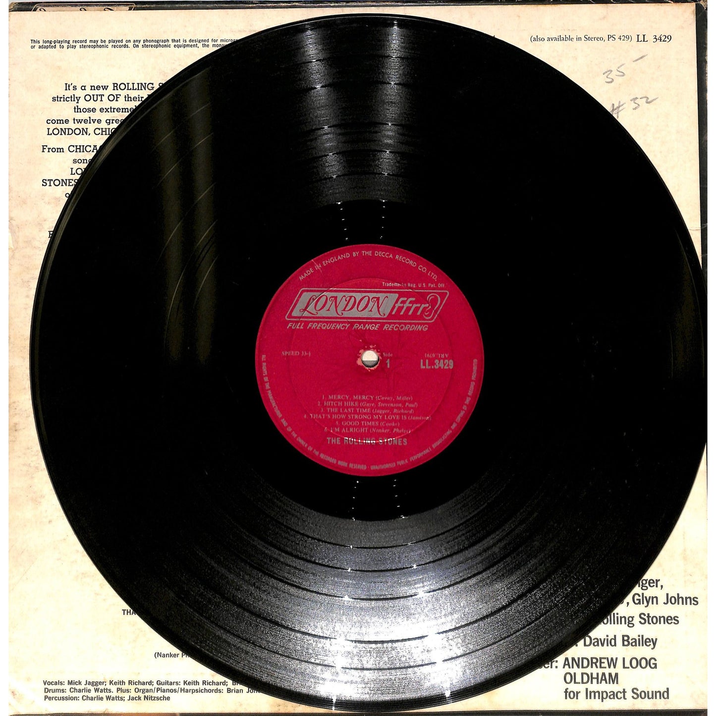 The Rolling Stones - Out of Our Heads Vinyl Record LL 3429