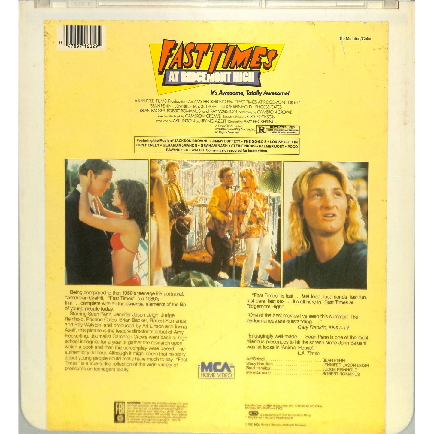 Fast Times at Ridgemont High (1982) Vintage CED Videodisc