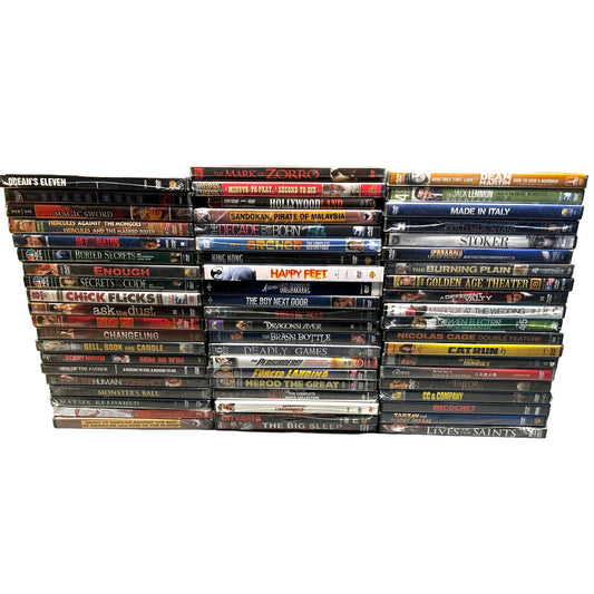 BULK LOT 60 BRAND NEW SEALED DVDS Multiple Genres Many Out of Print OOP SJ11