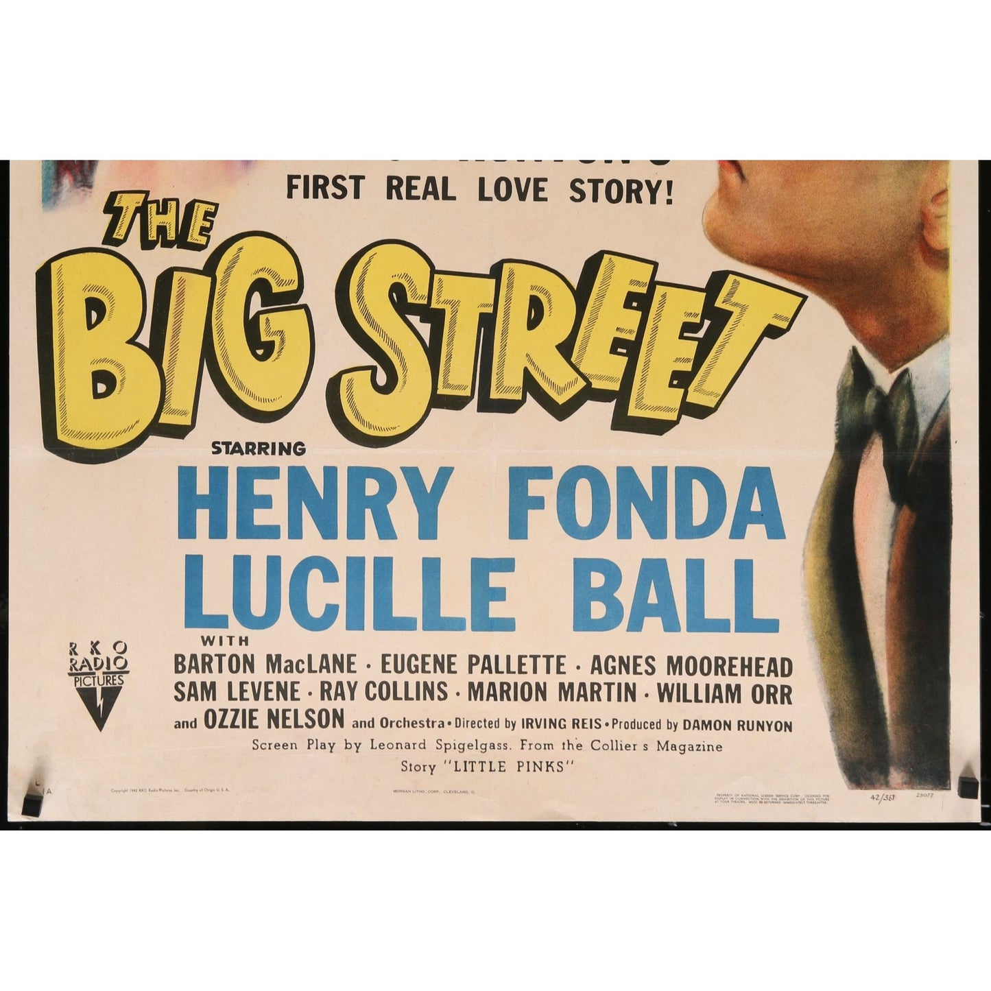 BIG STREET (1942) Original One-Sheet Movie Poster 27x41 Lucille Ball Henry Fonda