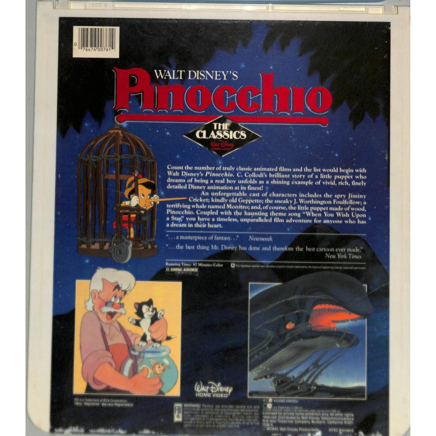 Pinocchio (1940) Vintage CED Videodisc TESTED WORKING