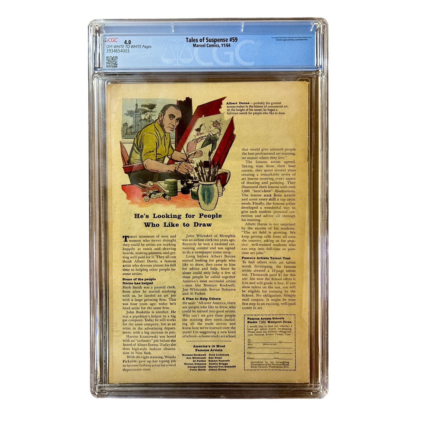 Tales of Suspense #59 CGC Graded 4.0