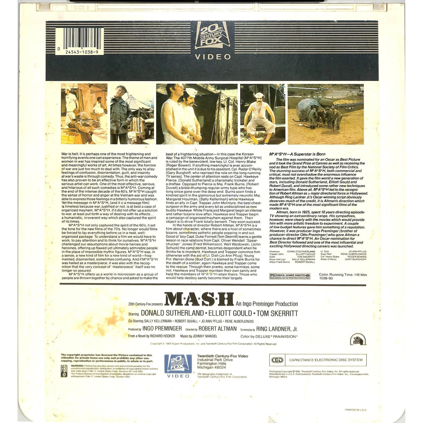 M*A*S*H (1970) CED Videodisc Tested Working