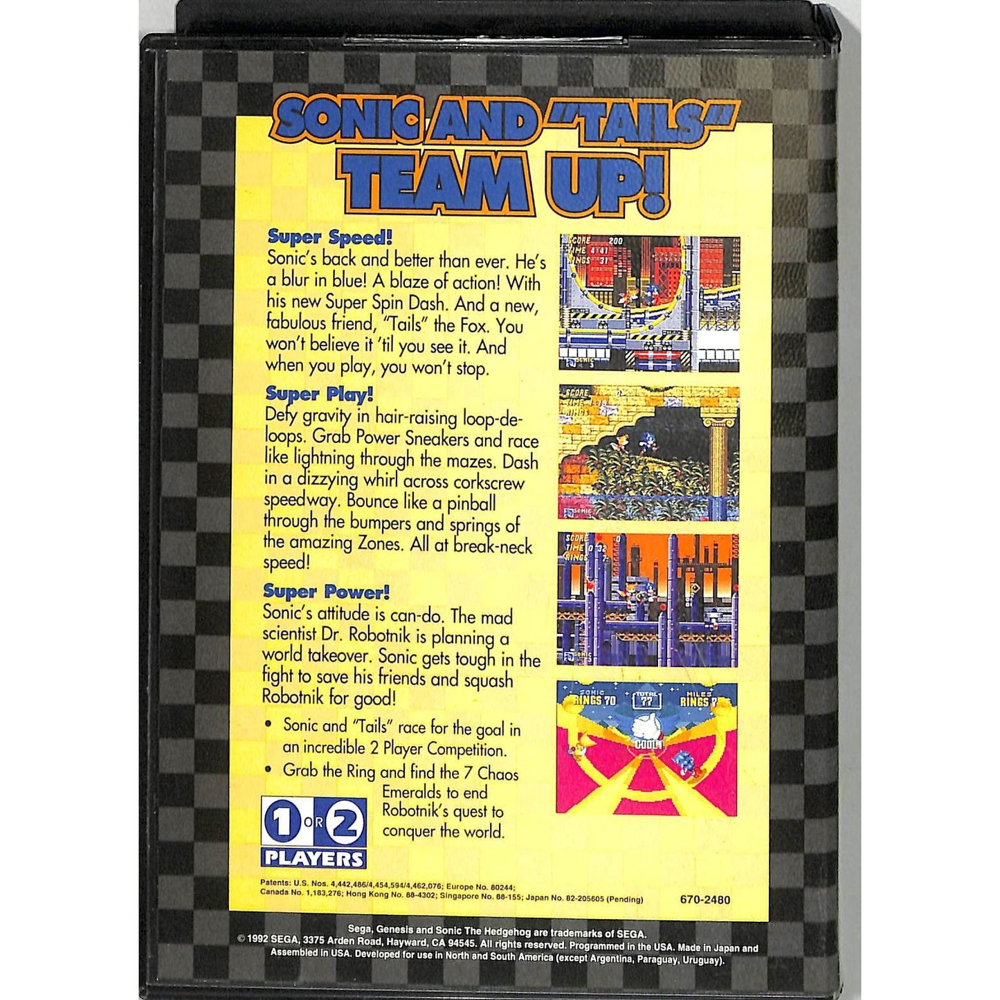 Sonic the Hedgehog 2 (1992) Sega Genesis Cartridge Complete in Case