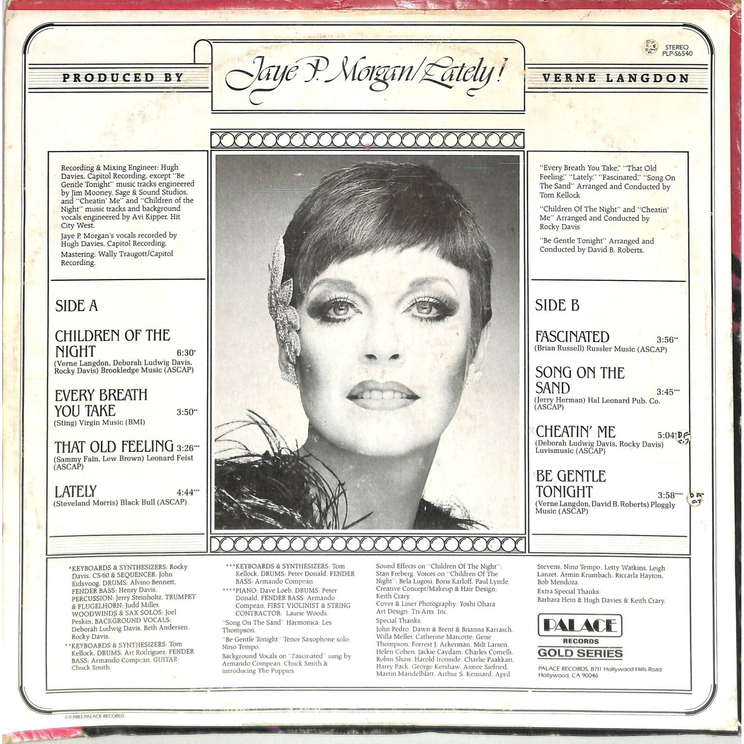Jaye P. Morgan - Lately! (1983) Vinyl Record PLP S6540