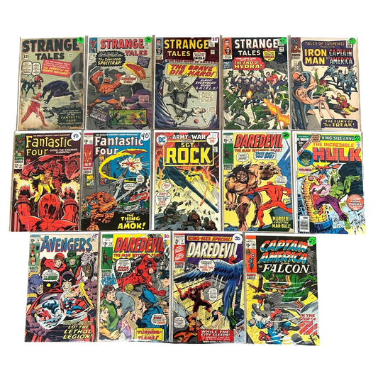 BULK LOT 14 Marvel Silver & Bronze Age Comics Hulk Daredevil Strange Tales VG/F