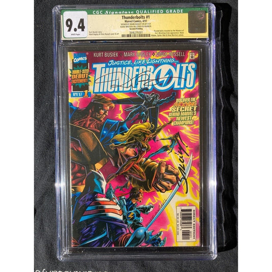 THUNDERBOLTS #1 (1997) 2nd Print CGC SS 9.4 Qualified Signed Bagley Busiek