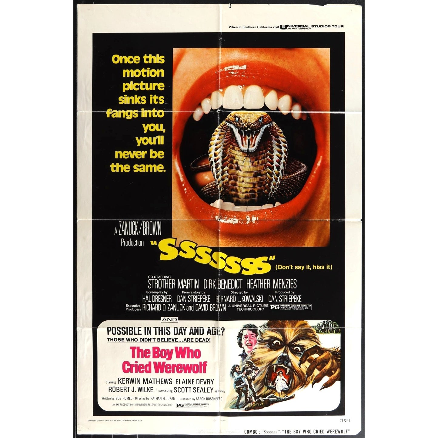 The Boy Who Cried Werewolf/SSSSSSS (1973) Original Movie Poster F 27x41 EM4-158