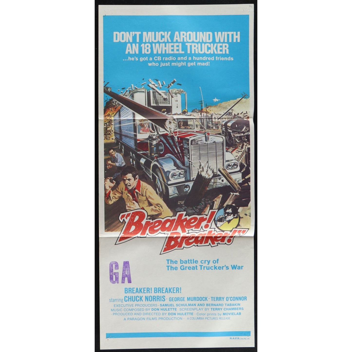 Breaker! Breaker! (1977) Original Australian Daybill Movie Poster Folded 13x60