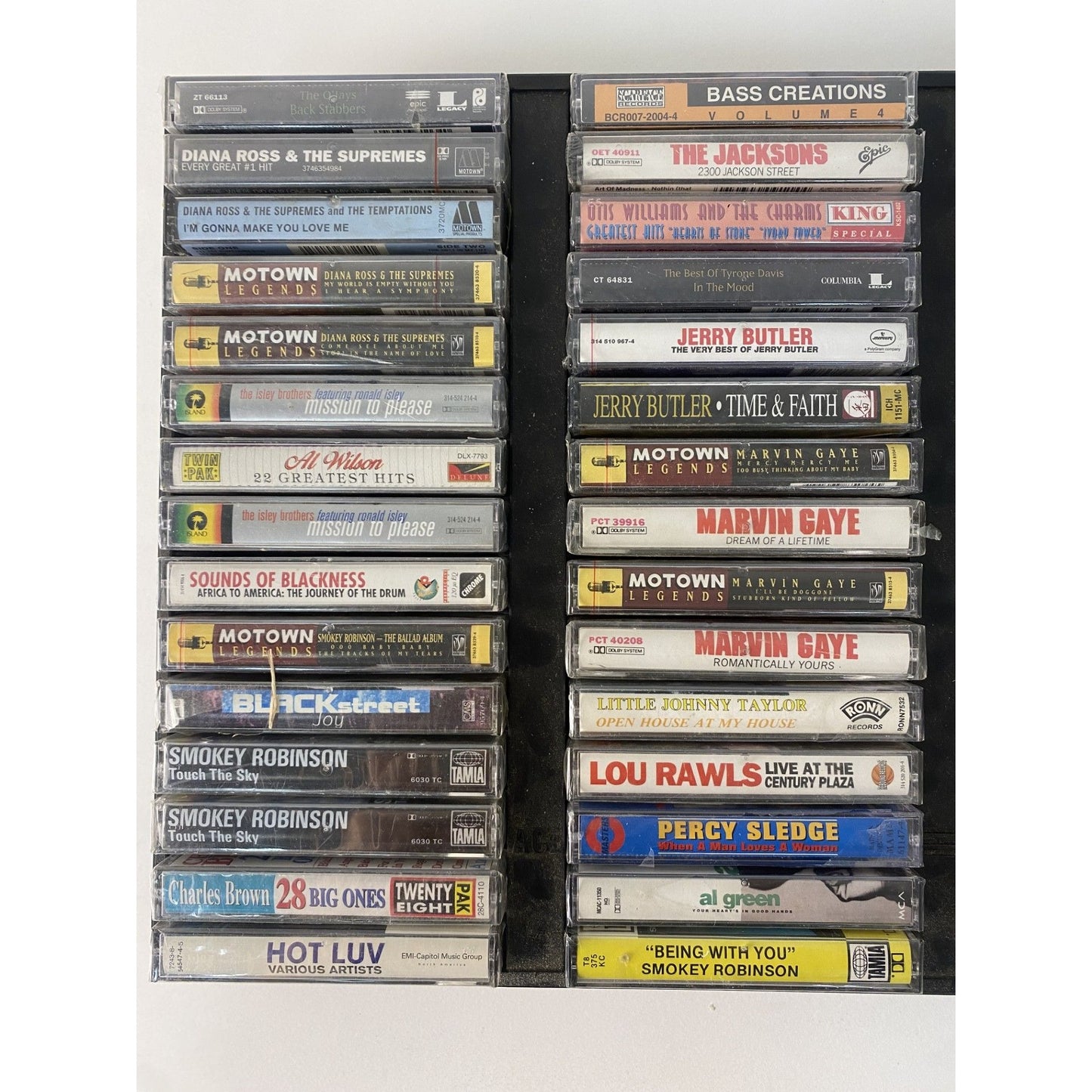 60 BRAND NEW SEALED VINTAGE CASSETTE TAPES + SHELF