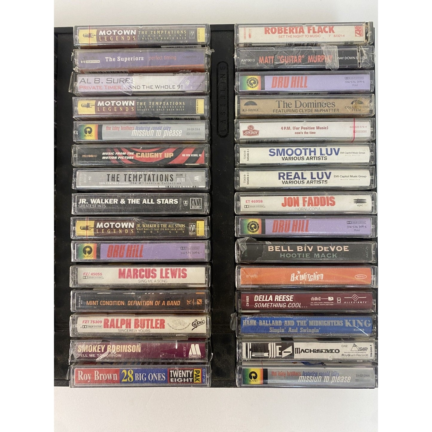 60 BRAND NEW SEALED VINTAGE CASSETTE TAPES + SHELF