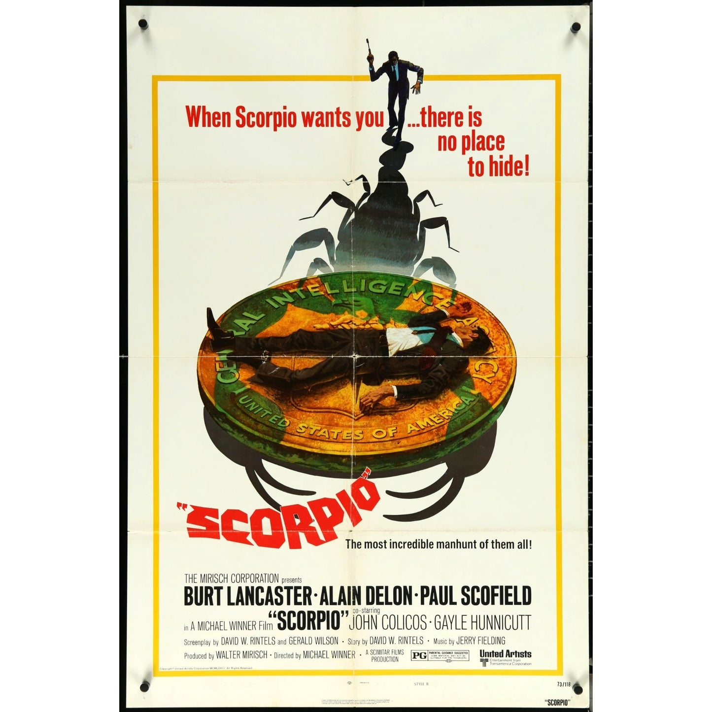 Scorpio (1973) Original Folded Movie Poster 27x41 Burt Lancaster EM4-105