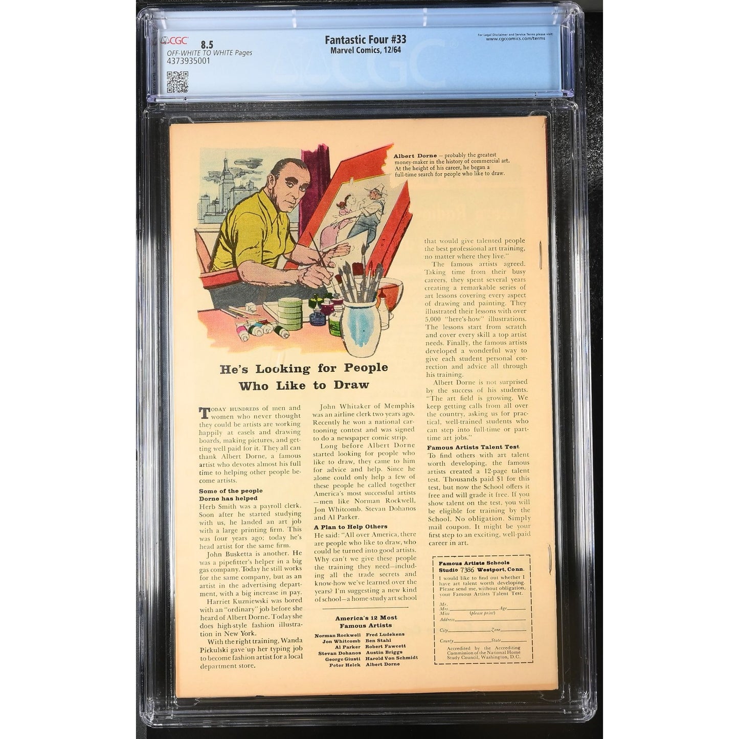 Fantastic Four #33 1964 CGC 8.5 Featuring Sub-Mariner First Appearance of Attuma