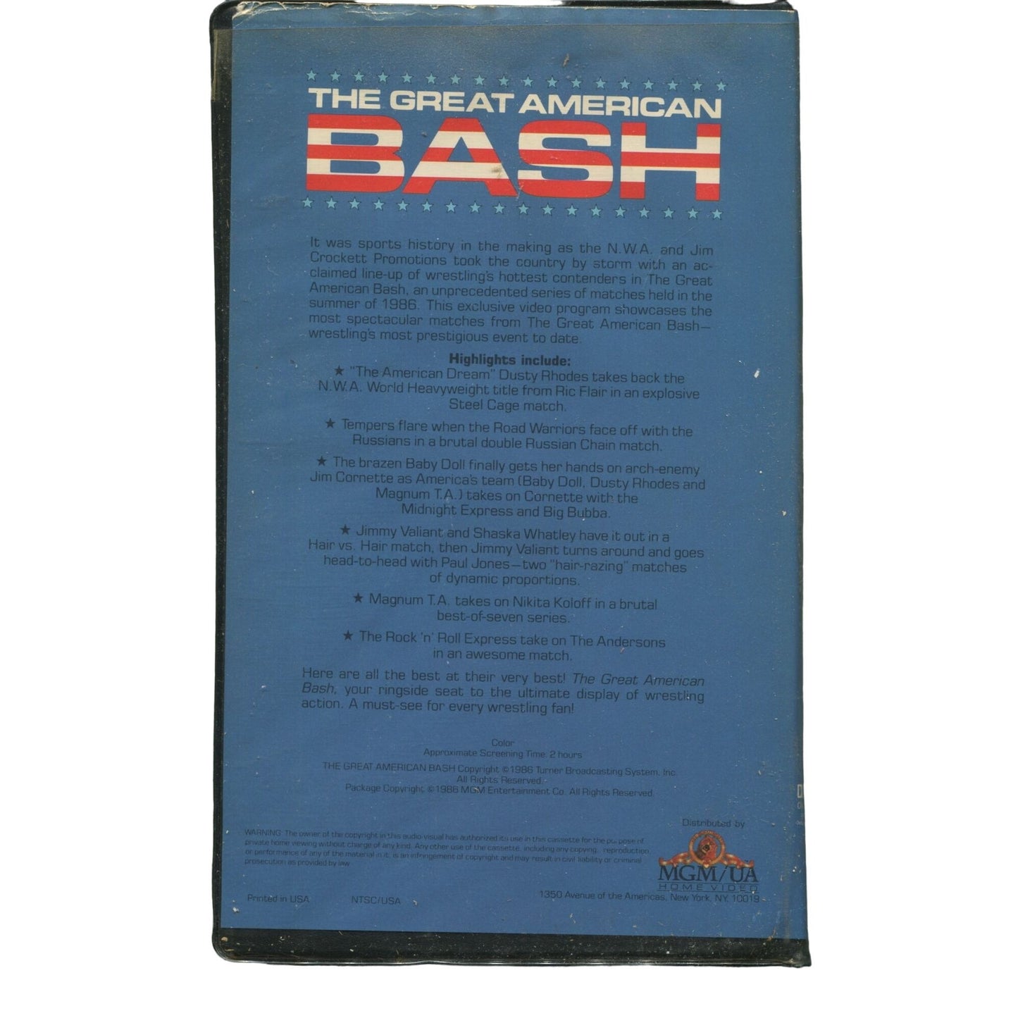 The Greatest American BASH (1986) Wrestling VHS Tape