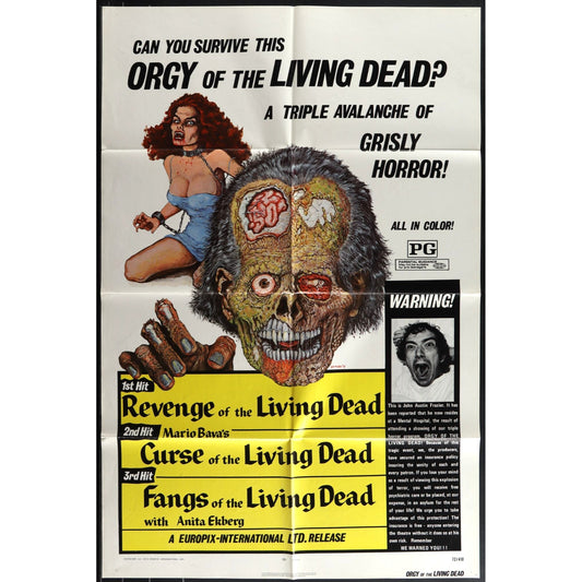 Orgy Of The Living Dead Triple Feature (1972) Orig. Movie Poster Folded EM4-56