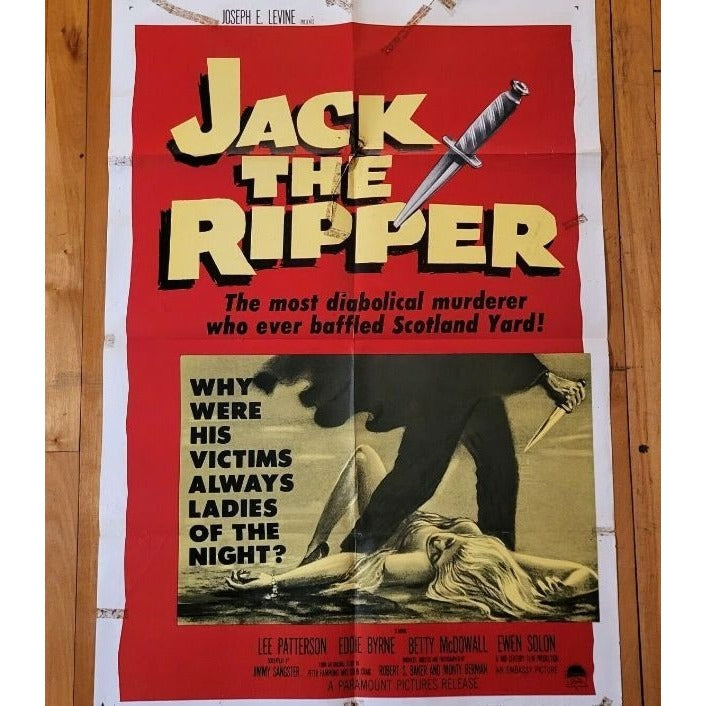 Jack The Ripper (1959) British Horror Original Movie Poster 27x41 Foled