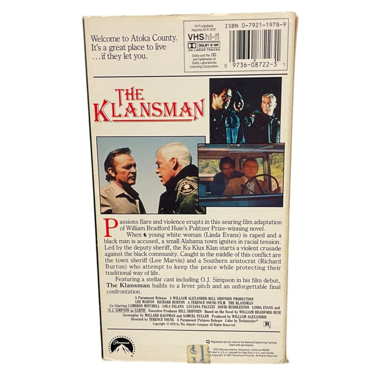 The Klansman (1974) VHS Lee Marvin, O.J. Simpson