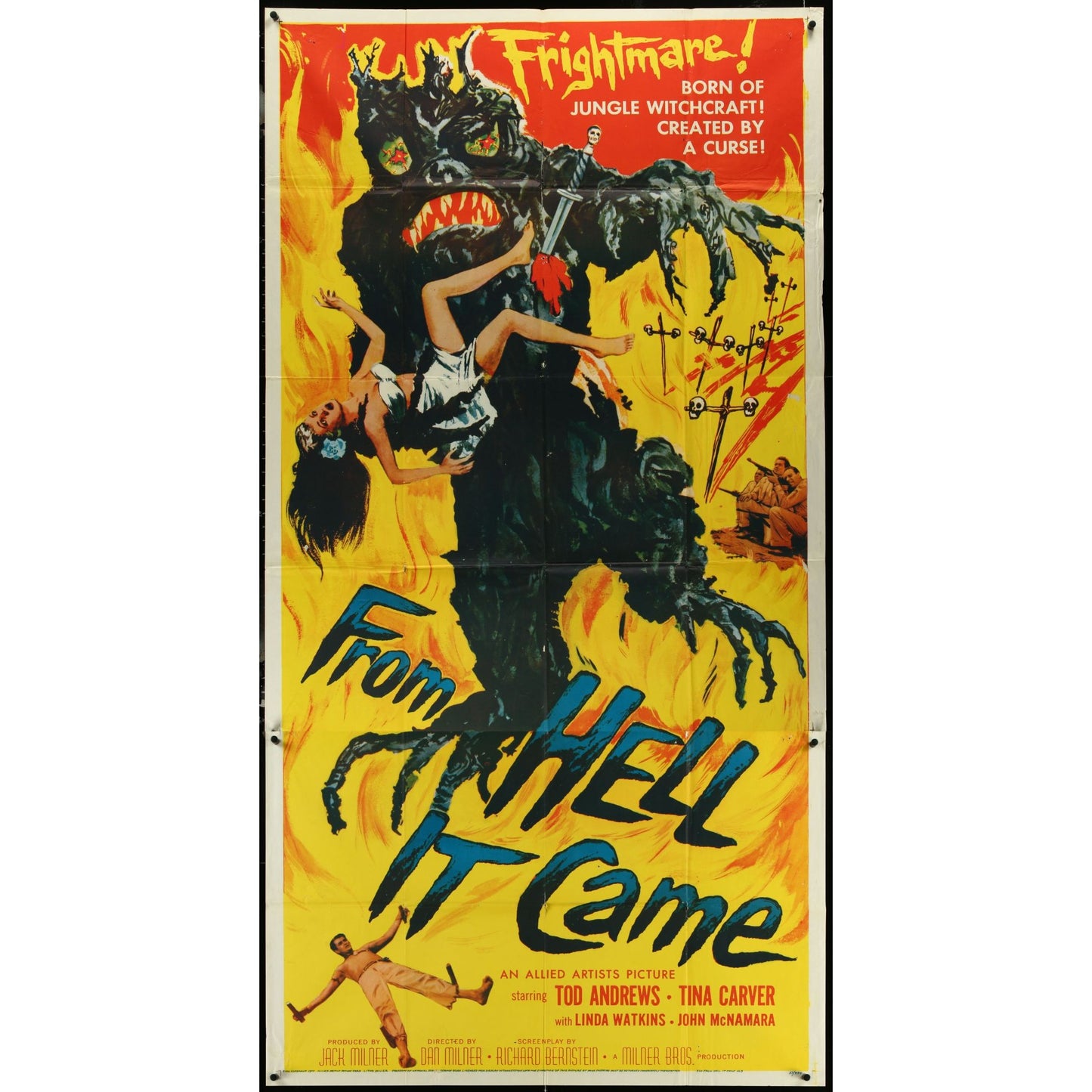 FROM HELL IT CAME Original Theatrical Folded Three-Sheet Movie Poster 41" x 81"