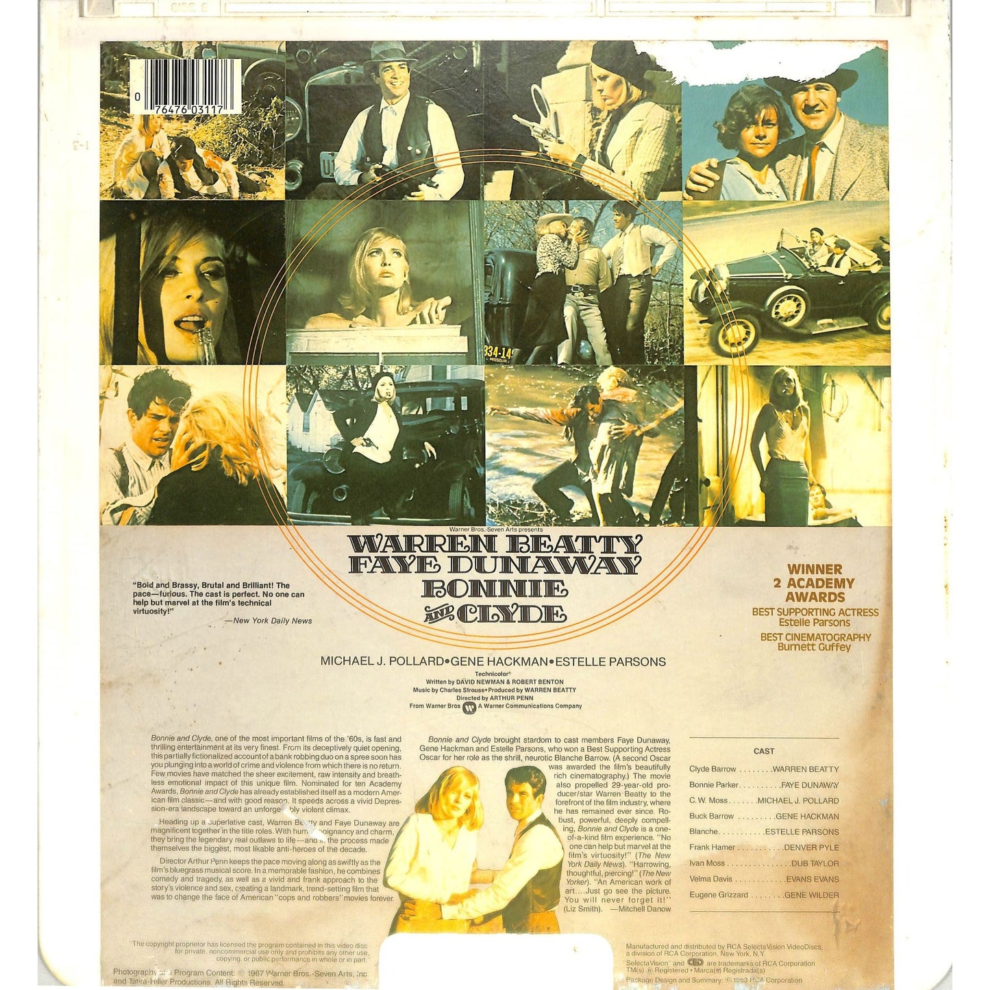 Bonnie and Clyde (1967) Vintage CED Videodisc TESTED WORKING