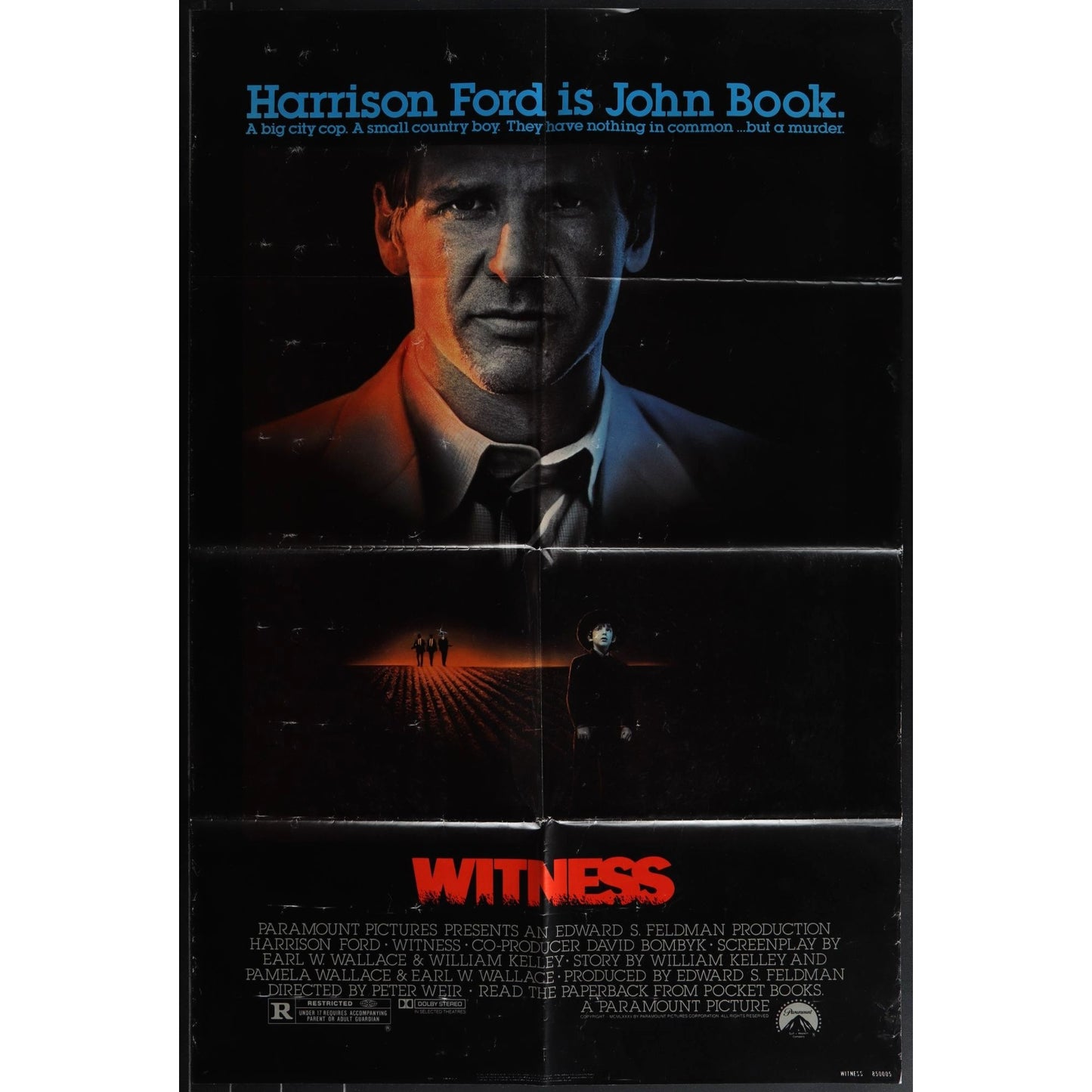 Witness (1985) Original Folded Movie Poster 27x41 Harrison Ford