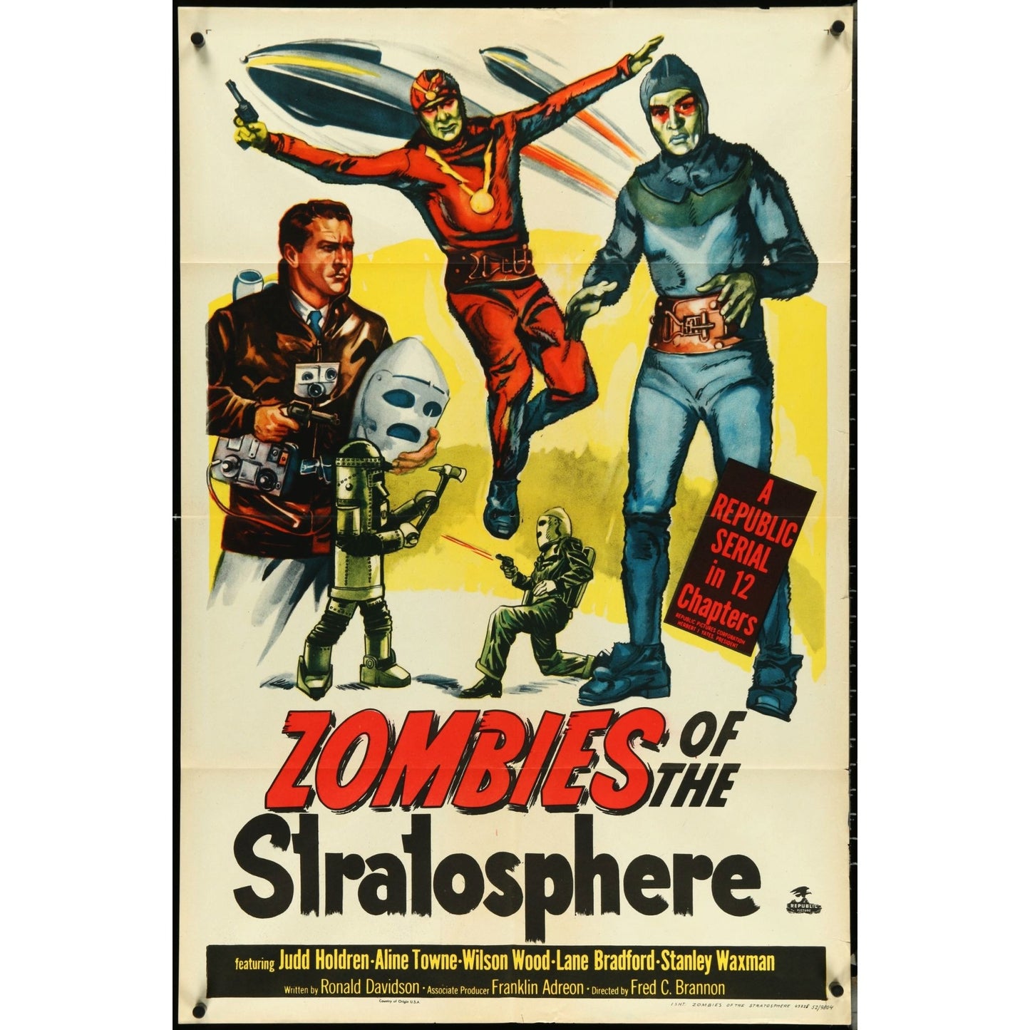 Zombies of the Stratosphere (1952) Orig. Sci-Fi Movie Poster 27x41 Folded EM2B2