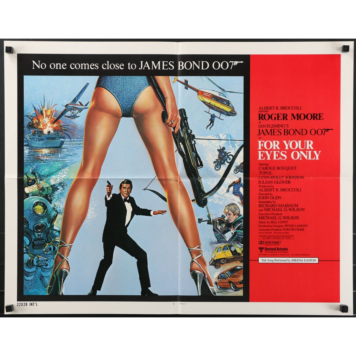 For Your Eyes Only (1981) Original International Half-Sheet Movie Poster 22x28