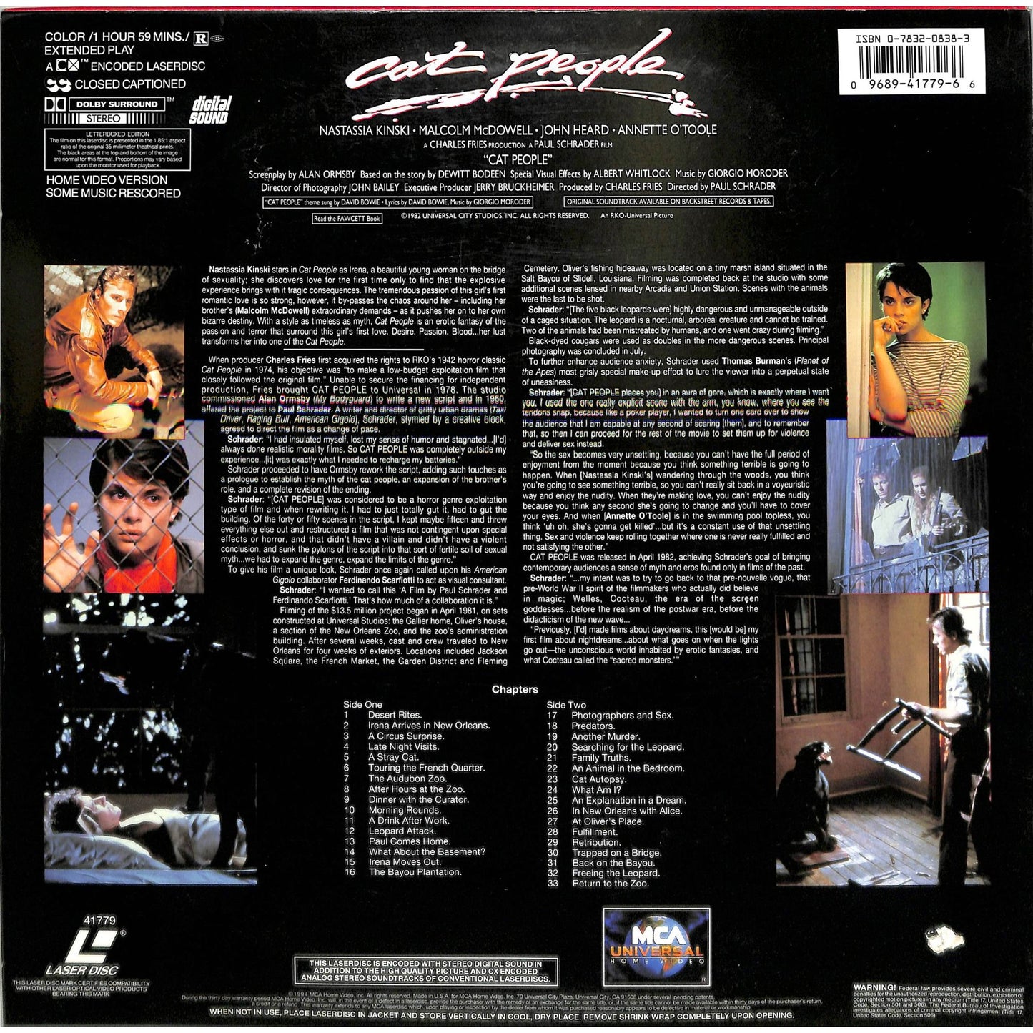 Cat People (1982) Laserdisc Video