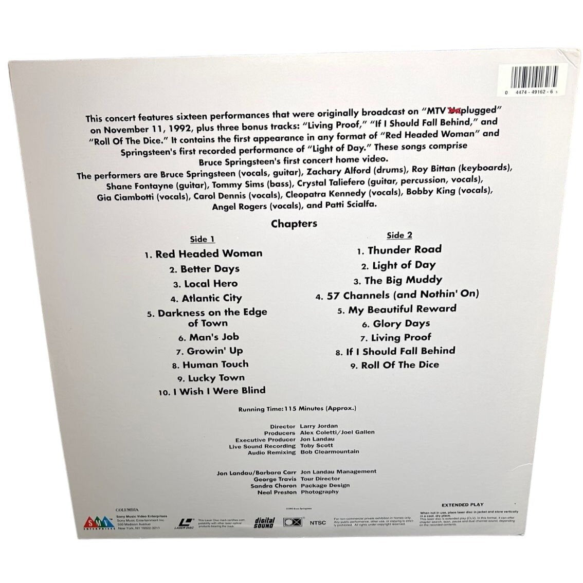Bruce Springsteen In Concert (LASERDISC, 1992)