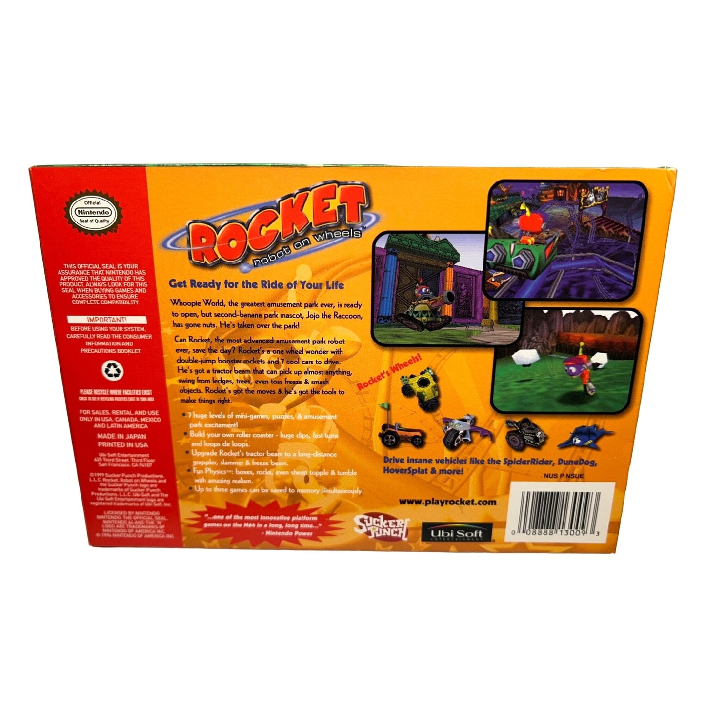 Rocket Robot on Wheels (N64, 1999) CIB Box in Nice Condition Incl. Manual TESTED