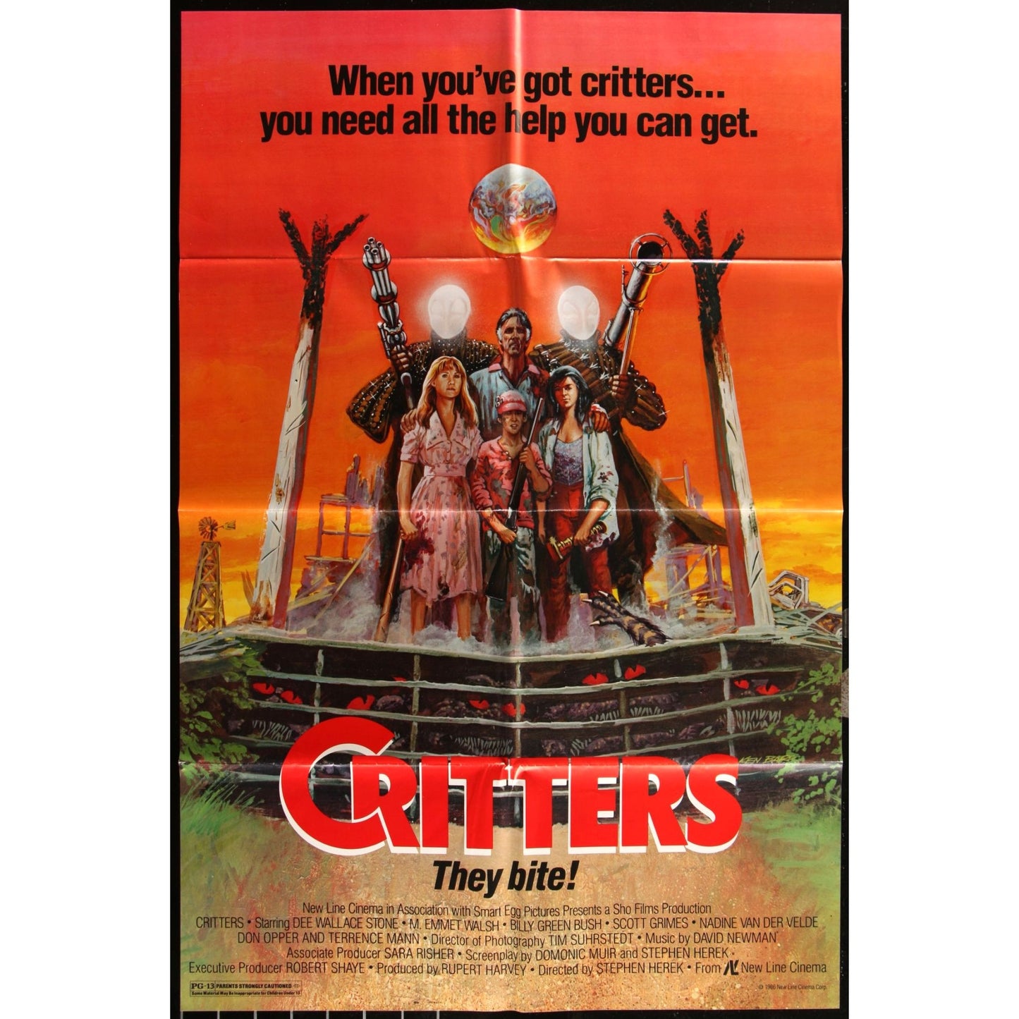 Critters (1986) Original Horror Movie Poster 27x41 Folded Dee Wallace EM4-84