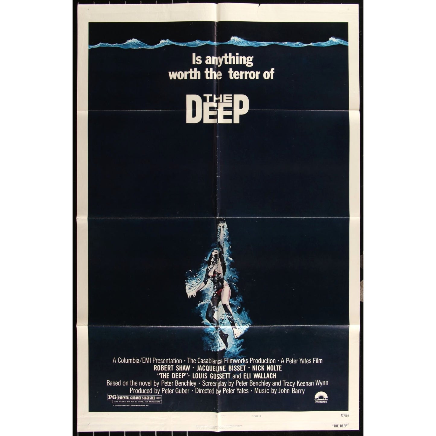 The Deep (1977) Original Movie Poster 27x41 Folded Robert Shaw Nick Nolte EM4-3