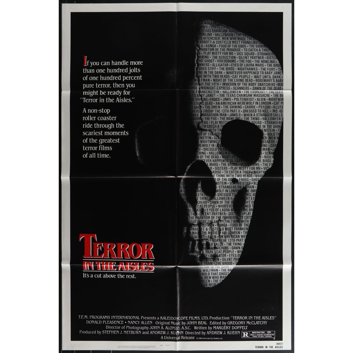 Terror in the Aisles (1984) Original Folded Movie Poster VG Condition EM4-74