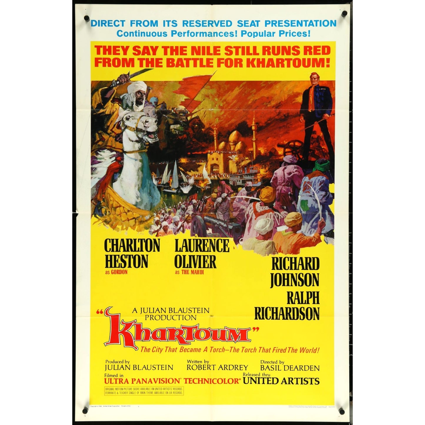 Khartoum (1966) Original Folded Movie Poster 27x41 Olivier, Heston EM4-110