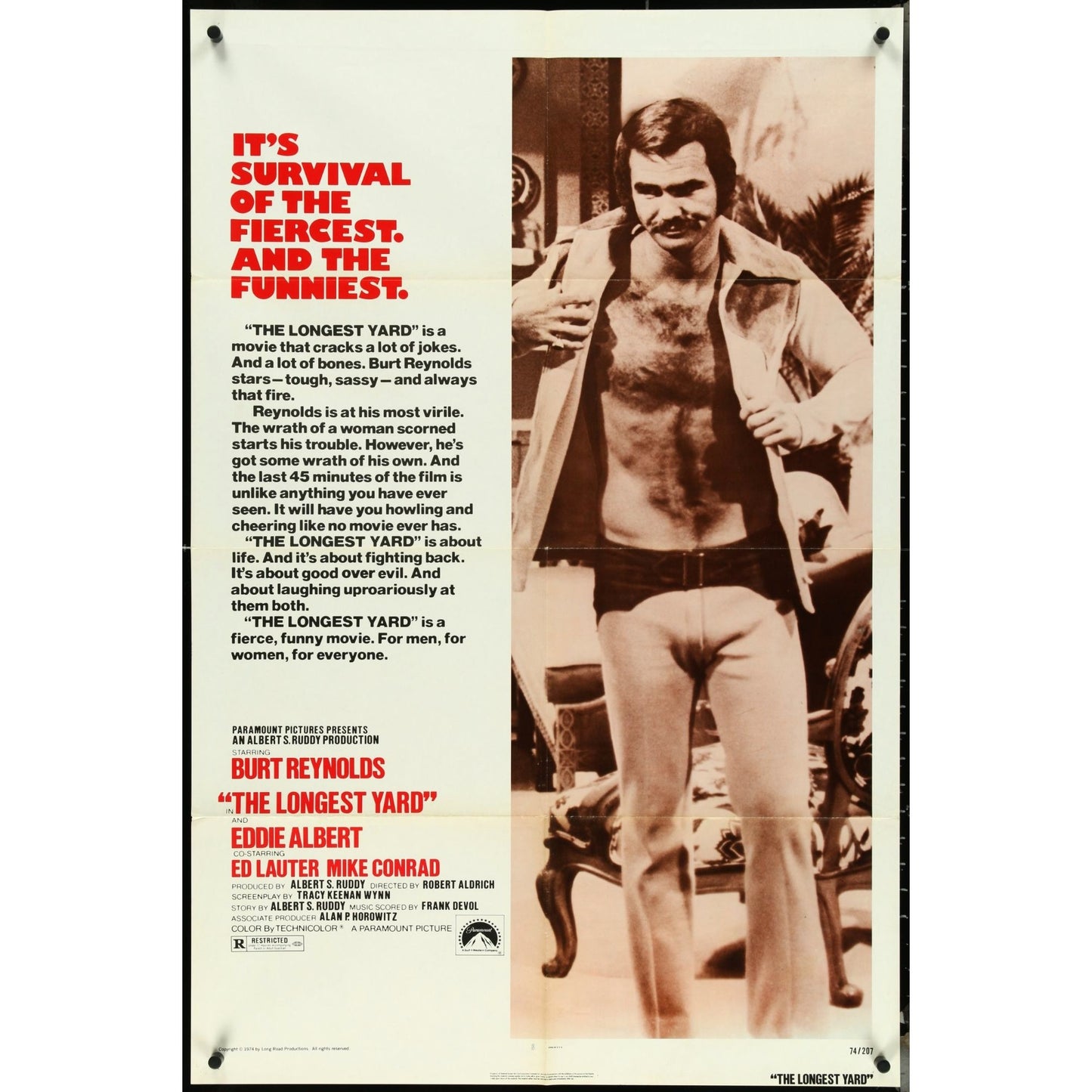 The Longest Yard (1974) Orig. Movie Poster 27x41 Folded Burt Reynolds EM1A85