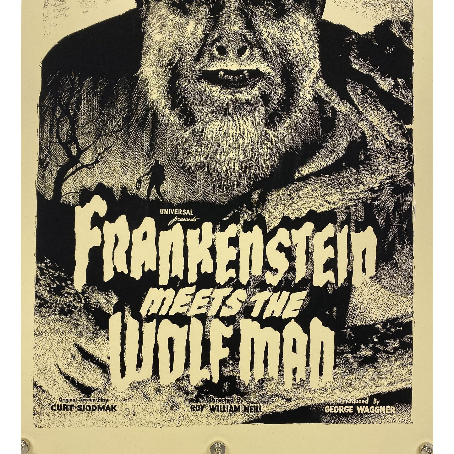 Frankenstein Meets the Wolfman (1943) Movie Wall Print 16x36 Glows Dark!!