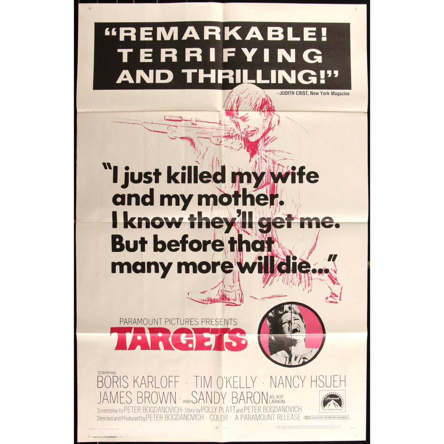 Targets (1968) Original Movie Poster 27x41 Peter Bogdanovich Thriller EMP61