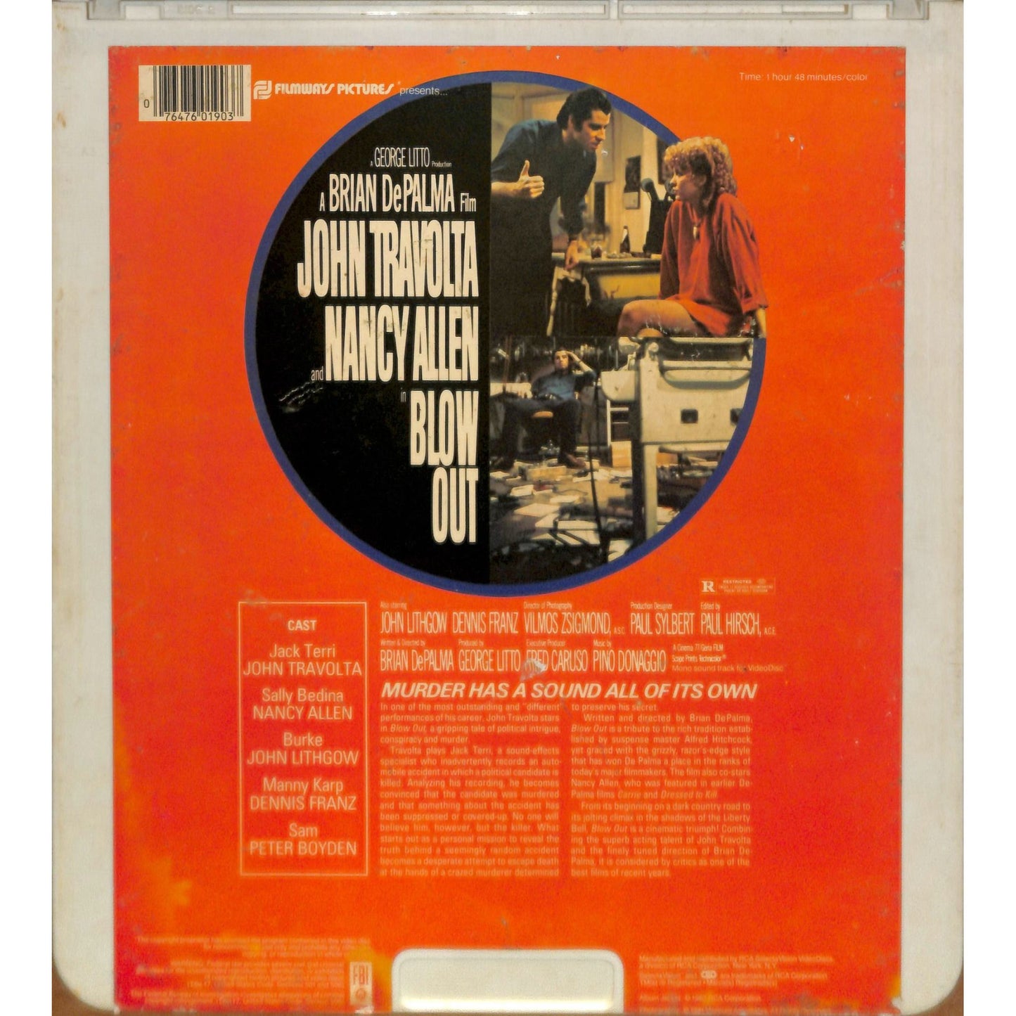 Blow Out (1981) Vintage CED RCA SelectaVision Videodisc TESTEDWORKING