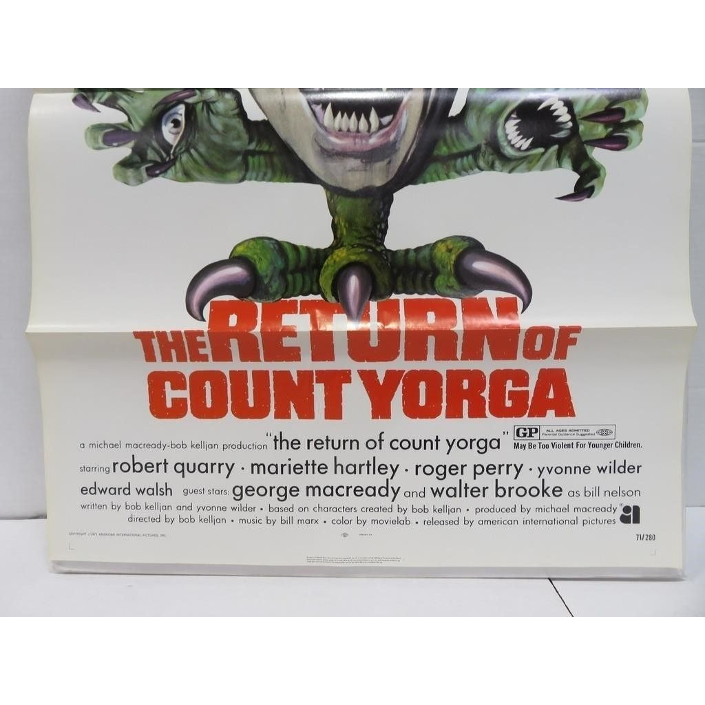 The Return of Count Yorga (1971) Orig. Movie Poster Folded 27x41 Robert Quarry