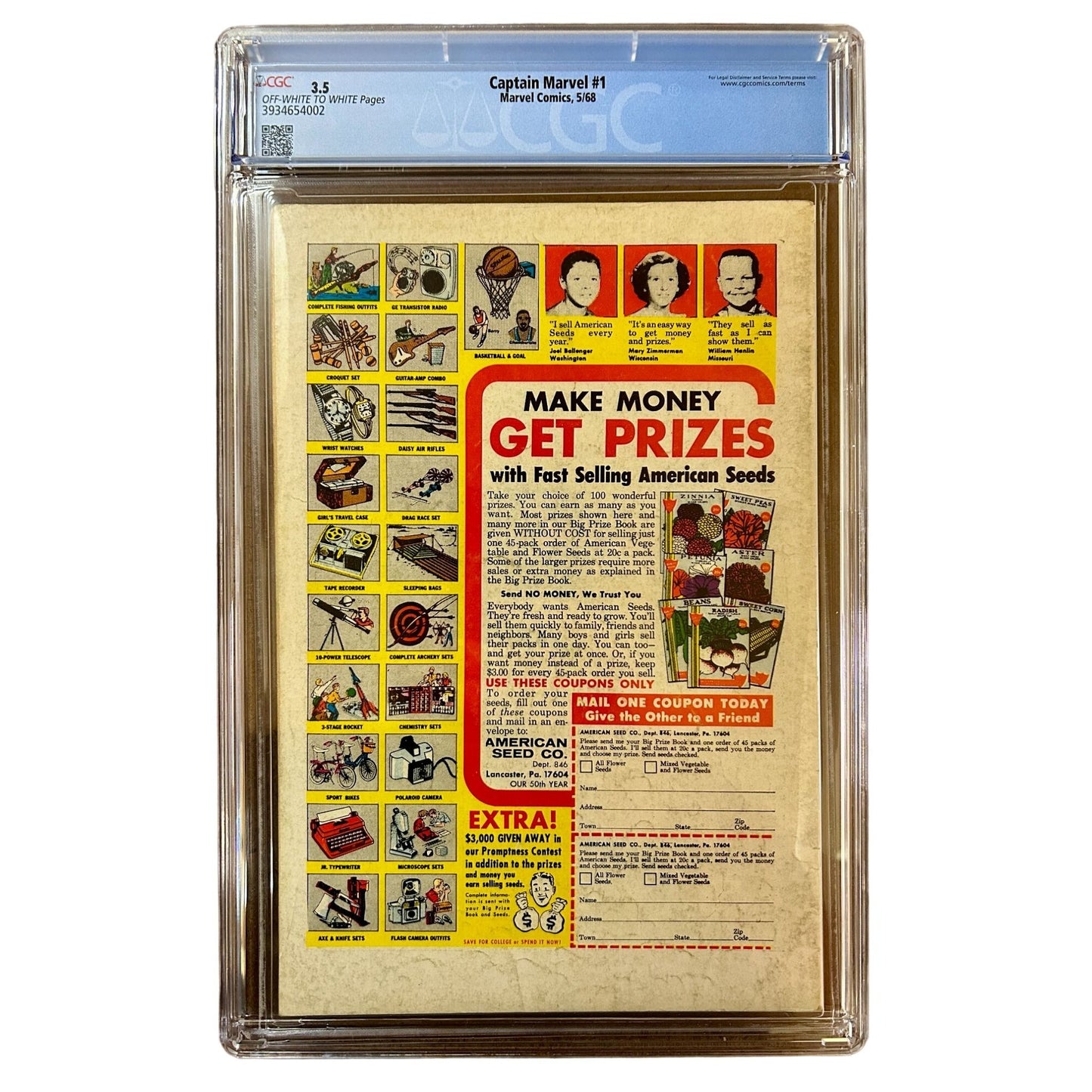 Captain Marvel #1 CGC Graded 3.5