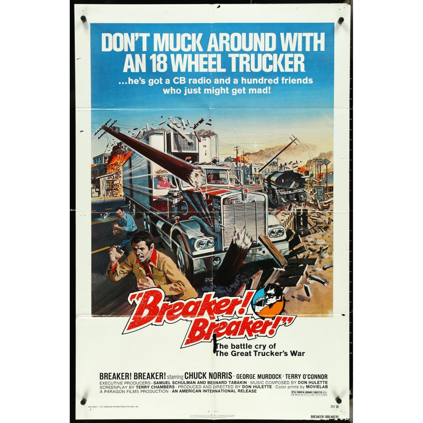 Breaker! Breaker! (1977) Original Movie Poster Chuck Norris 27x41 Folded EM1A30