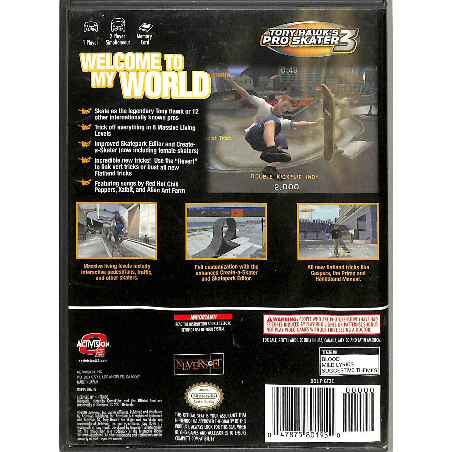 Tony Hawk's Pro Skater 3 (2001) Nintendo GameCube CIB