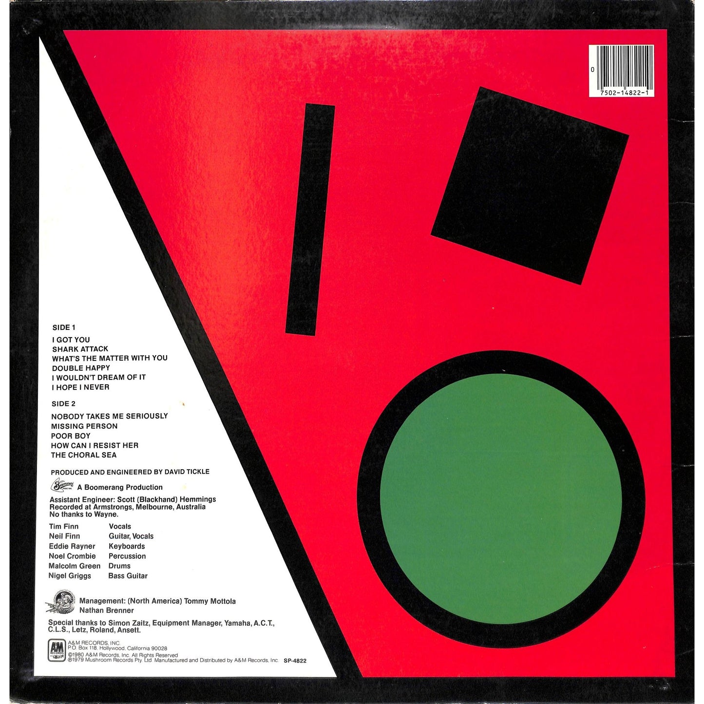 Split Enz - True Colors Vinyl Record SP-4822