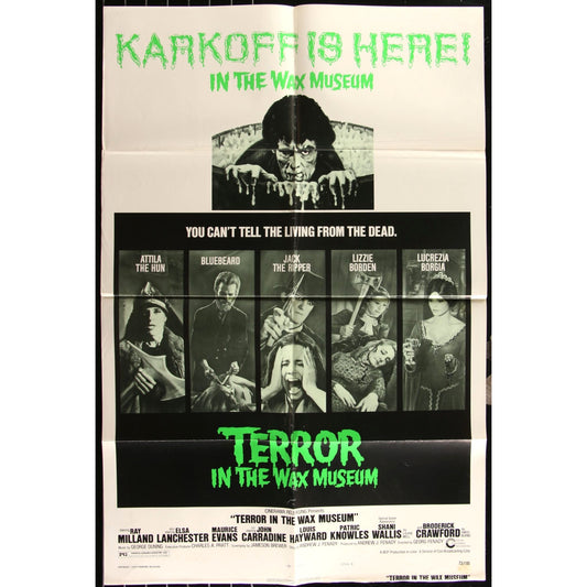 Terror in the Wax Museum (1973) Original Horror Movie Poster 27x41 Folded EM4-36