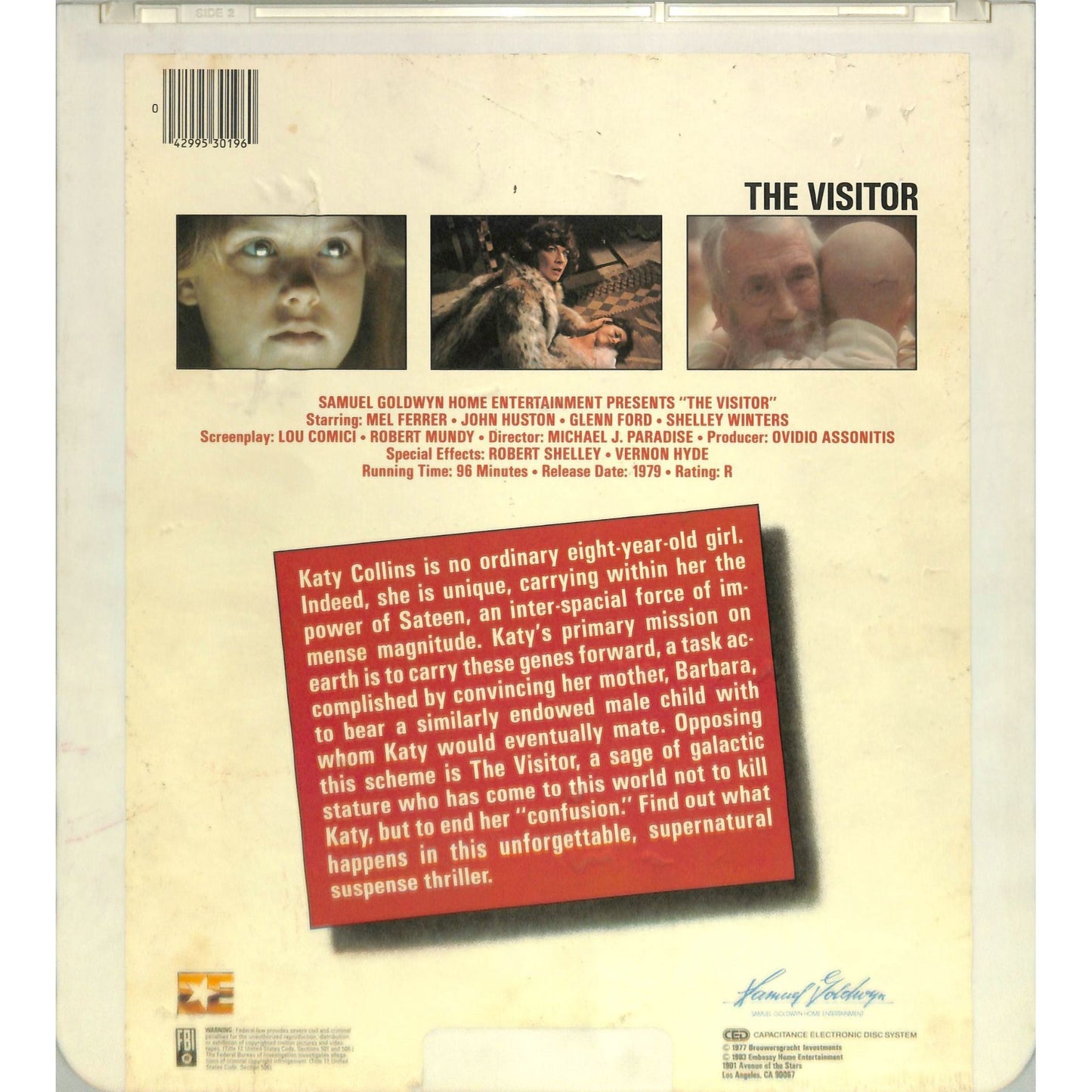 The Visitor (1979) Vintage CED Videodisc TESTED WORKING