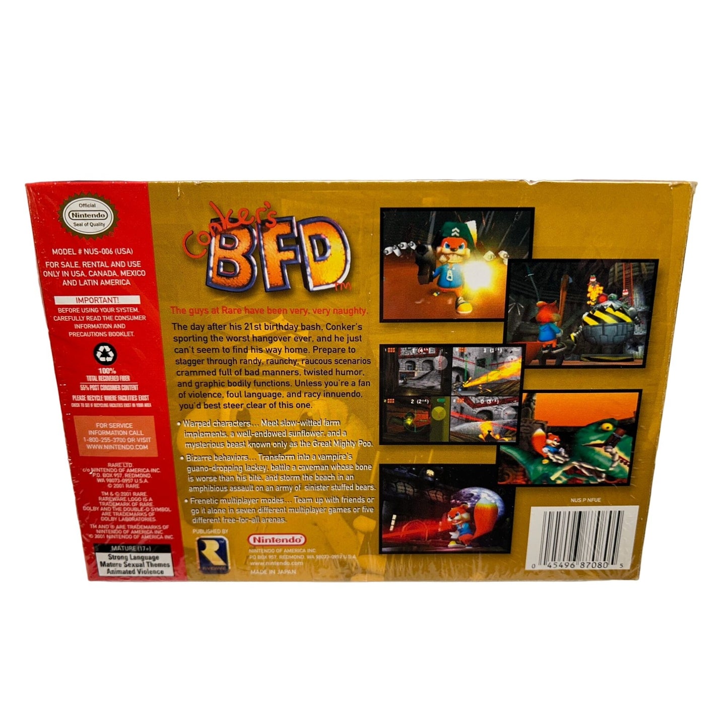 Conker's Bad Fur Day (Nintendo 64) Box Manual Complete CIB N64 TESTED WORKING