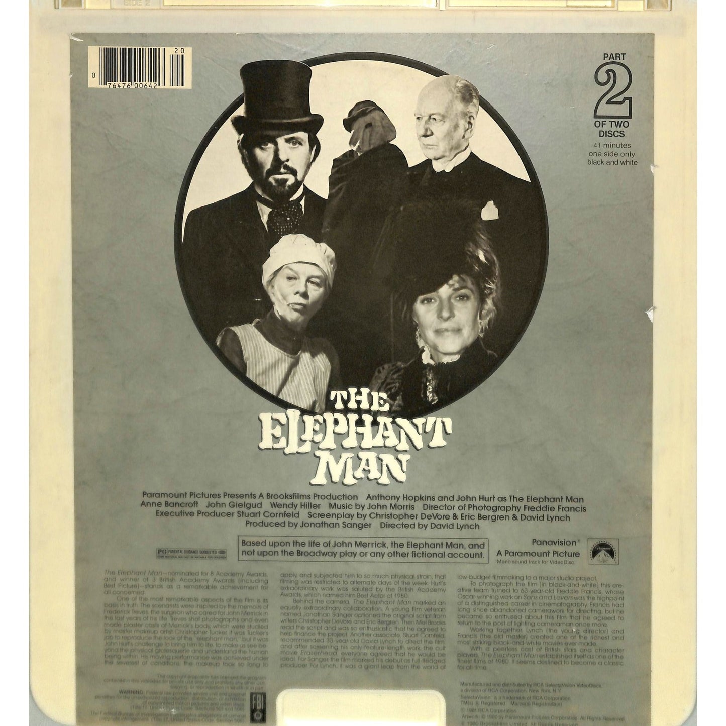 The Elephant Man (1980) Vintage Double CED Videodisc