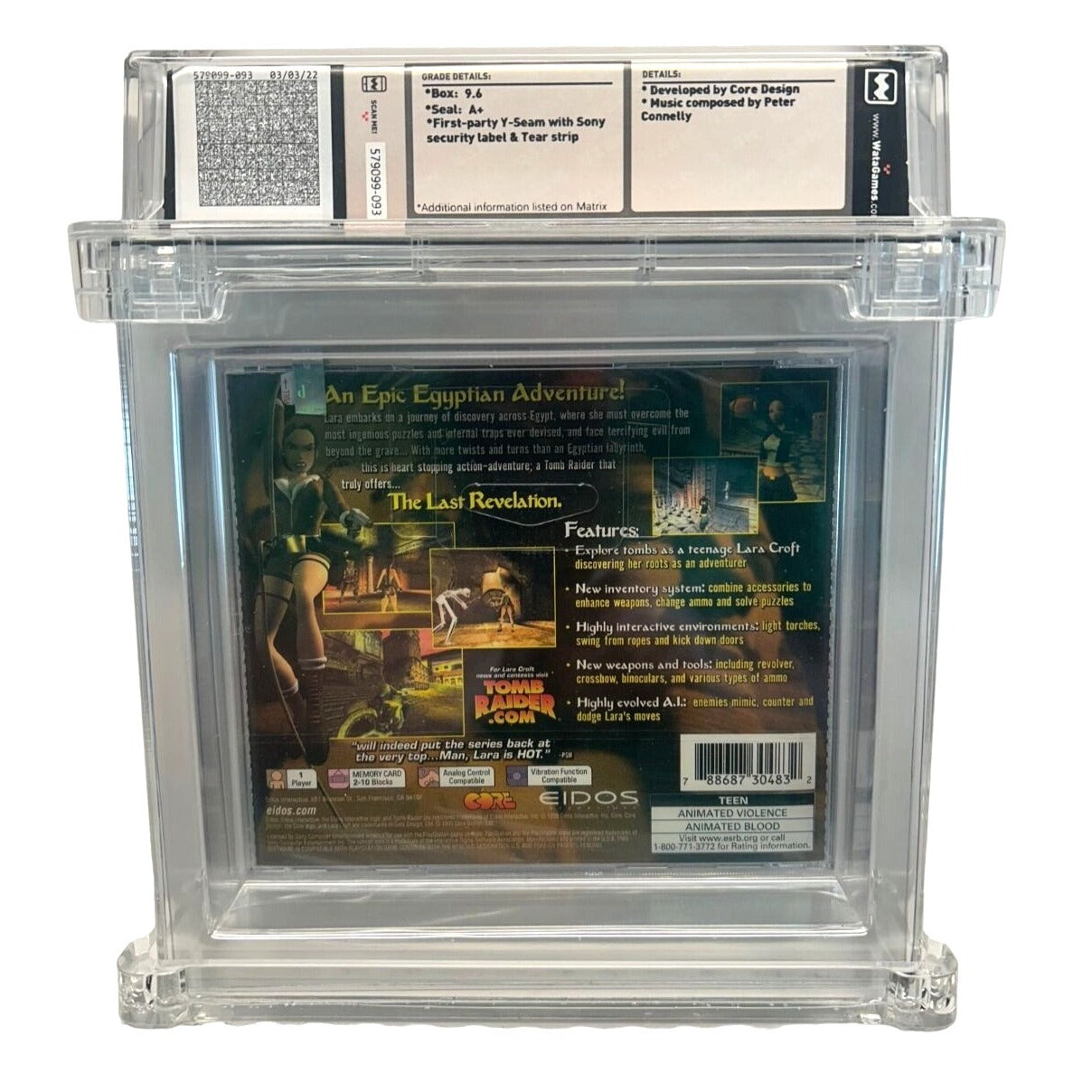 Tomb Raider: The Last Revelation PS1 PlayStation Sealed Video Game WATA 9.6/A+