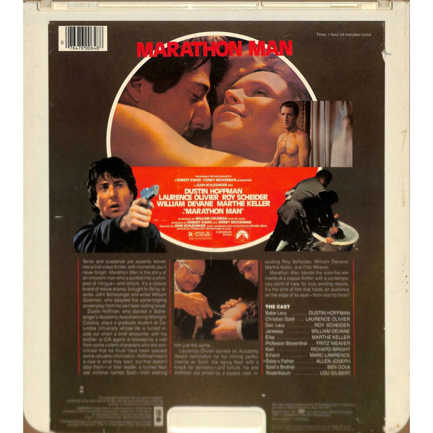 Marathon Man (1976) Vintage CED Videodisc TESTED WORKING