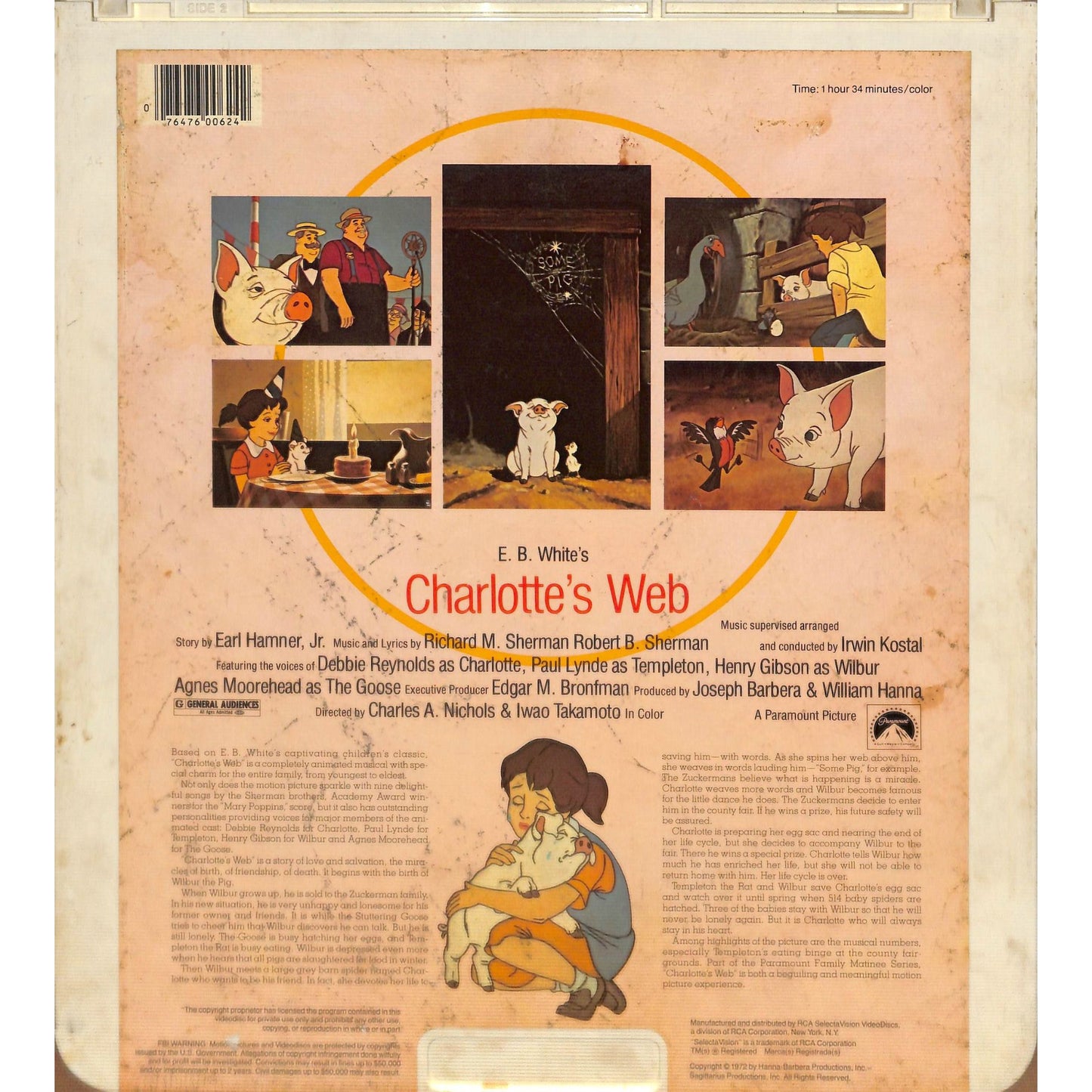 Charlotte's Web (1973) Vintage CED Videodisc TESTED WORKING
